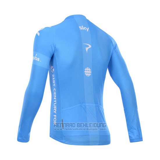 2014 Fahrradbekleidung Sky Wei und Azurblau Trikot Langarm und Tragerhose